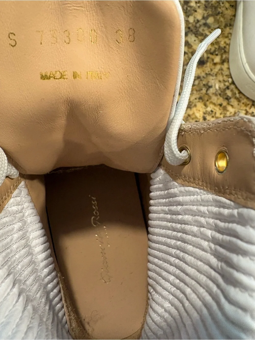 Gianvito Rossi White Leather Knit-Panelled High-Top Sneakers Size 38 US 8